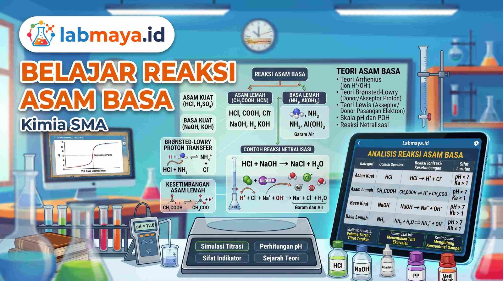 Simulasi Reaksi Asam-Basa dan titrasi