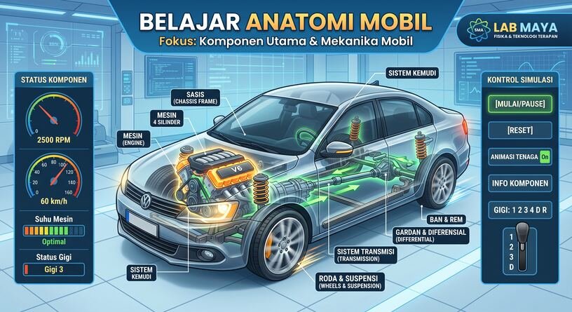 Lab maya Anatomi Mobil — model 3D mobil klasik